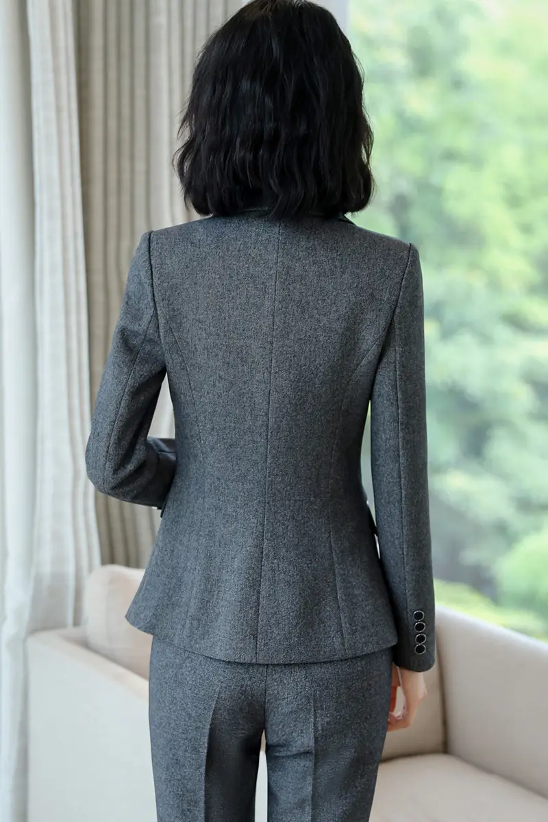 Business Suit Jacket for Women Small Gray Interview Wear - Image 5