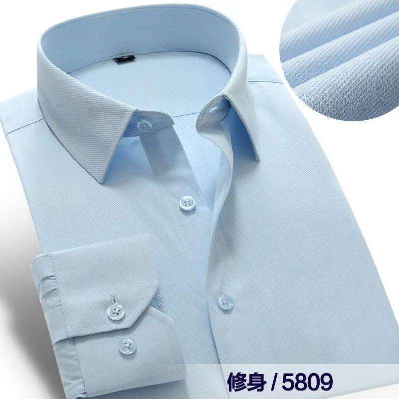 Long sleeve slim fit 5809 blue twill
