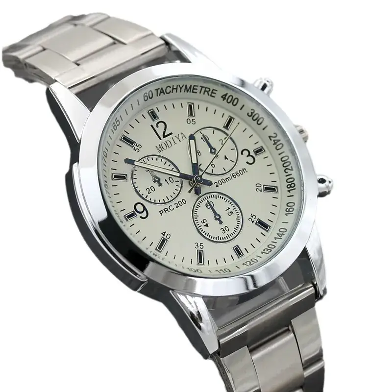 Men's Chronograph Watch Blue Light Dial Steel Band - Image 7