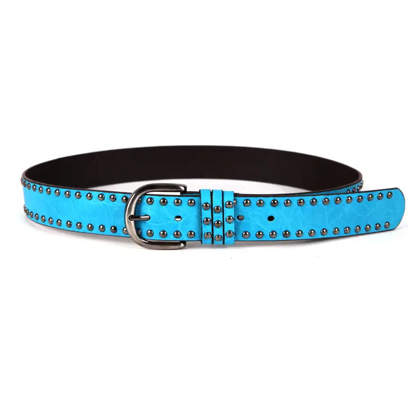 Women's Brown Punk Belt with Metal Buckle