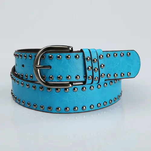 Women's Brown Punk Belt with Metal Buckle