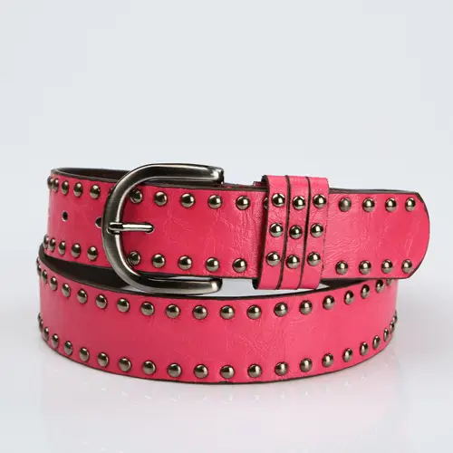 Women's Brown Punk Belt with Metal Buckle