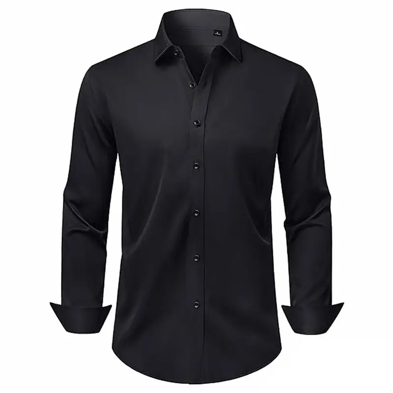 Men's Maroon Stretch Long Sleeve Button Shirt - Image 20