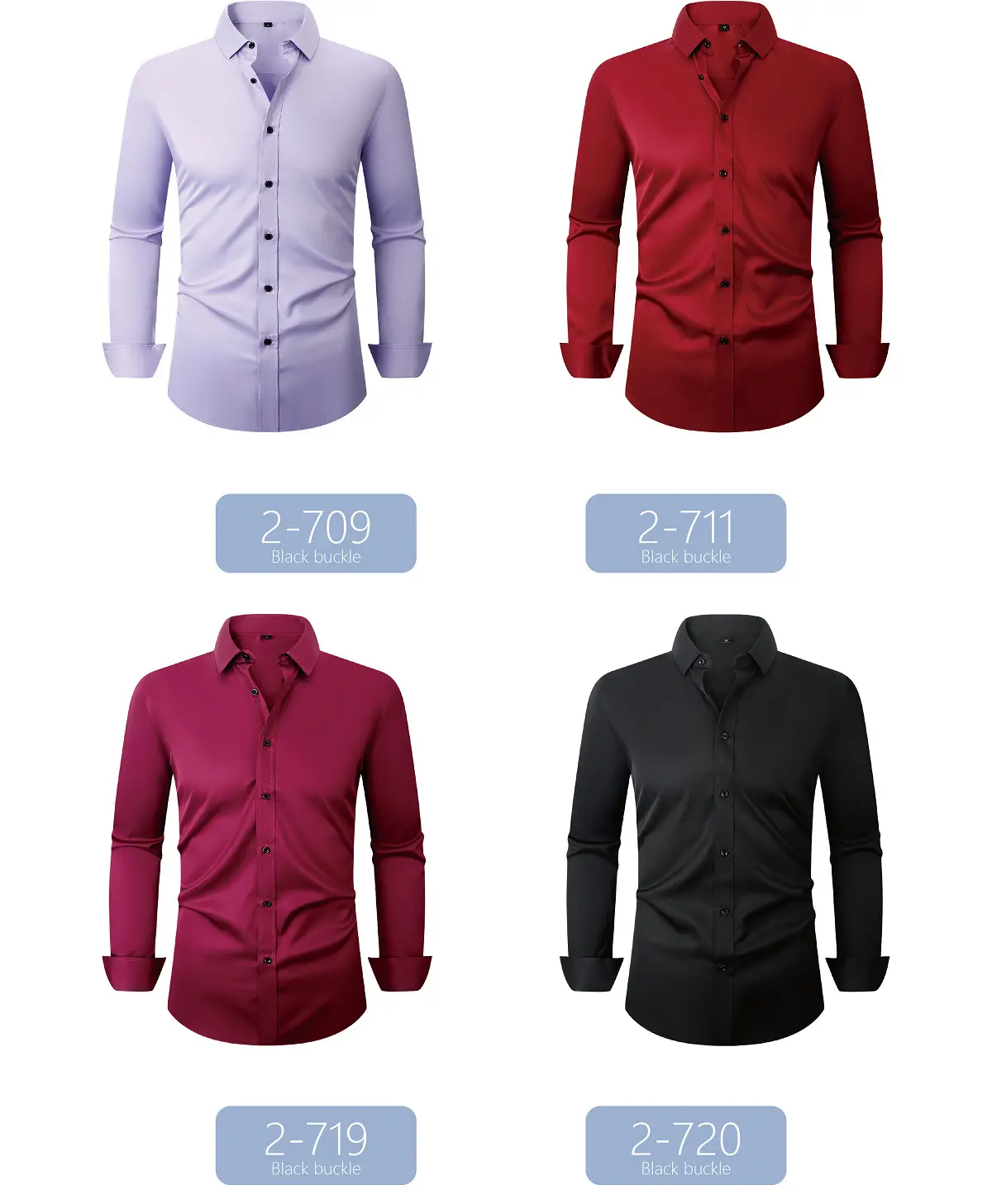 Men's Maroon Stretch Long Sleeve Button Shirt — feature 9