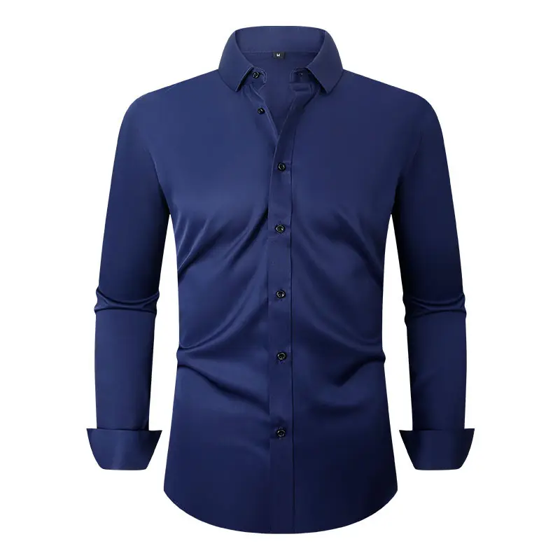 Men's Maroon Stretch Long Sleeve Button Shirt - Image 11