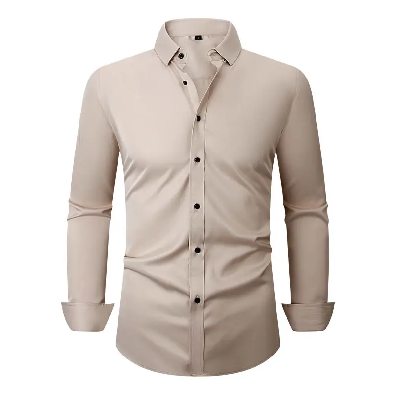 Men's Maroon Stretch Long Sleeve Button Shirt - Image 12