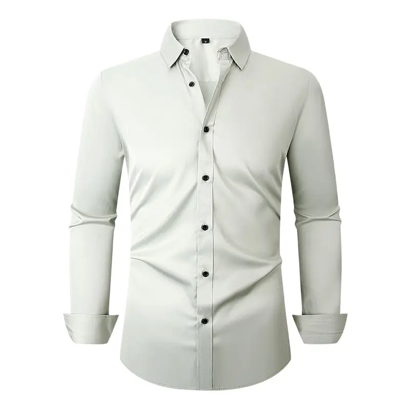 Men's Maroon Stretch Long Sleeve Button Shirt - Image 15