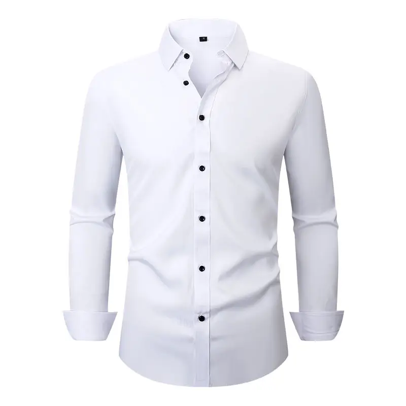 Men's Maroon Stretch Long Sleeve Button Shirt - Image 2