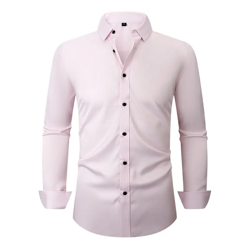 Men's Maroon Stretch Long Sleeve Button Shirt - Image 3