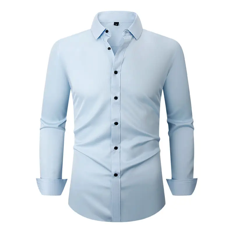 Men's Maroon Stretch Long Sleeve Button Shirt - Image 4