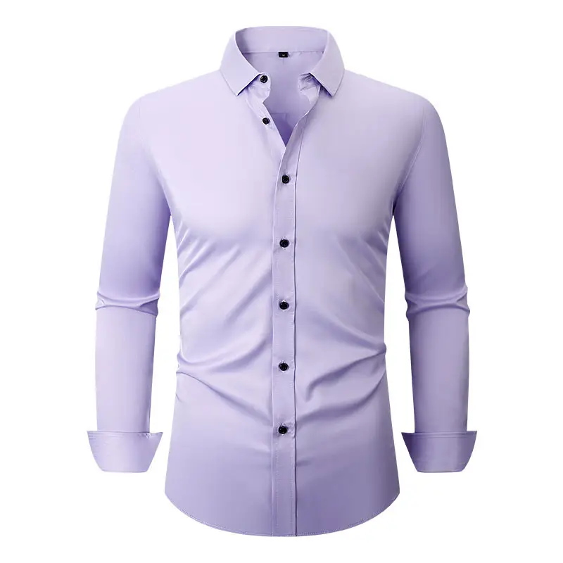 Men's Maroon Stretch Long Sleeve Button Shirt - Image 5
