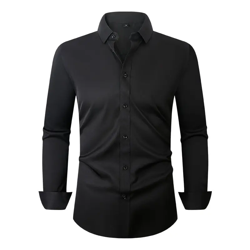 Men's Maroon Stretch Long Sleeve Button Shirt - Image 8