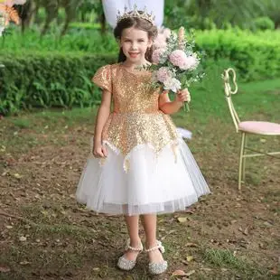Red Embroidered Mesh Skirt Dress for Girls Wedding Party — feature 7