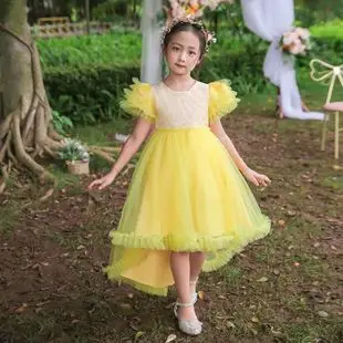 Red Embroidered Mesh Skirt Dress for Girls Wedding Party — feature 8