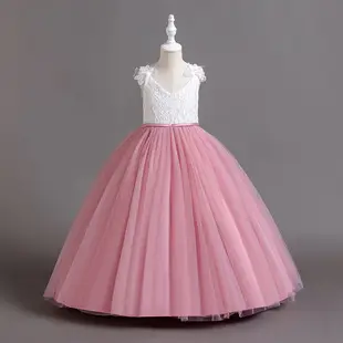 Pink Floral Mesh Kids Dress Large Bow — feature 2