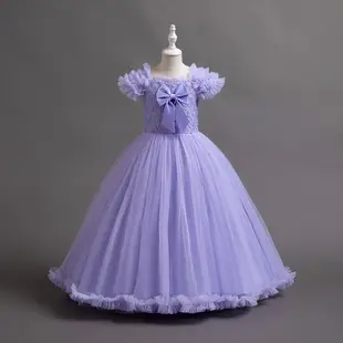 Pink Floral Mesh Kids Dress Large Bow — feature 4
