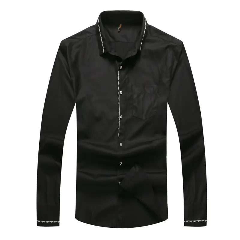 Men's Long Sleeve Black Shirt Plus Size Fat Man Top - Image 6