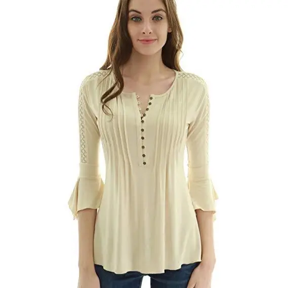 2022 Purple Button V-Neck Mid Sleeve T-Shirt Large - Image 5