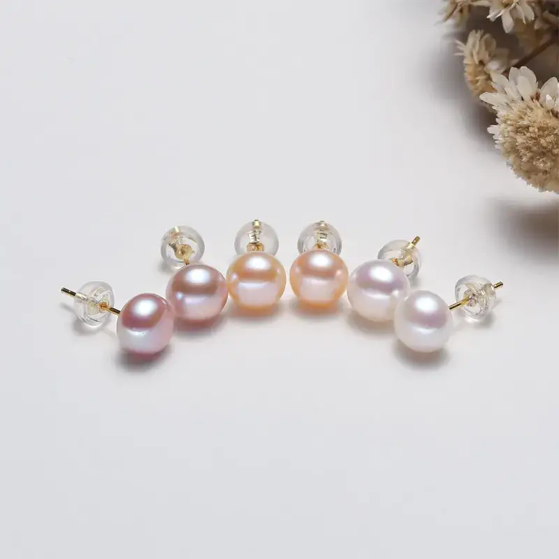 Zhuji 5A Pearl Earrings Gold Plated - Image 7