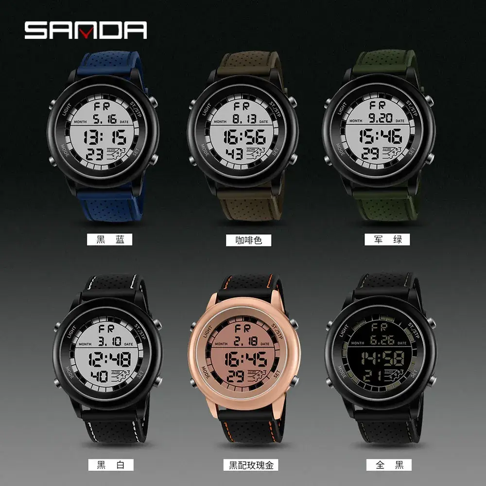 Sanda LED Digital Watch for Men Waterproof Multi-Function - Image 9