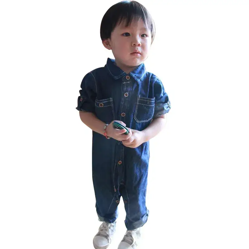Kids Denim Jumpsuit Blue Short Sleeve Work Suit