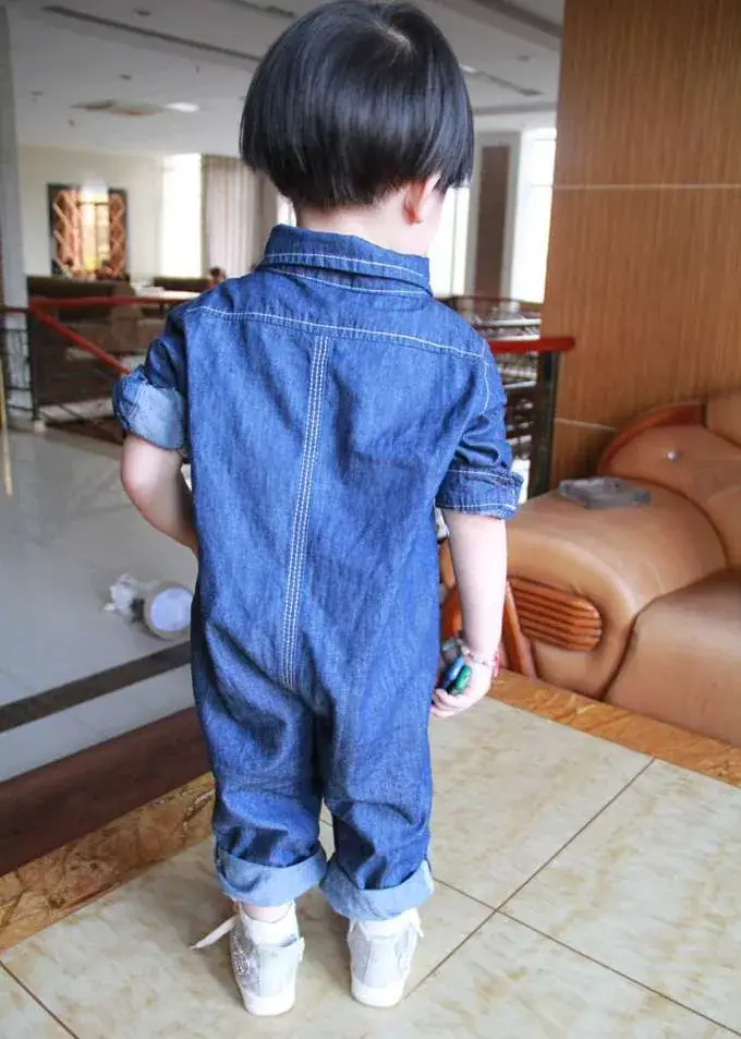 Kids Denim Jumpsuit Blue Short Sleeve Work Suit