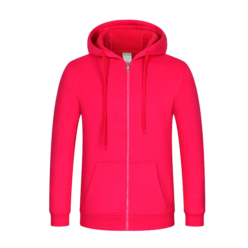 Men Red Full Zip Hoodie Winter Warm - Image 3