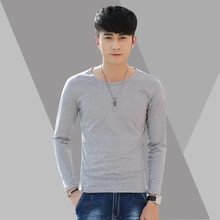 2018 V-neck Long Sleeve T-Shirt for Men Black White - Image 6