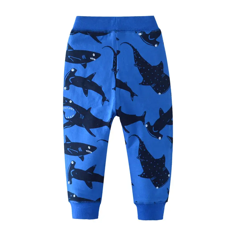 Blue Printed Cotton Ankle-Tied Boys Pants - Image 3