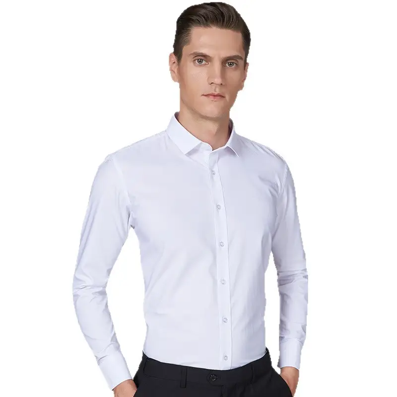 Men's Slim Fit Bamboo Fiber Shirt Non-Ironing Anti-Wrinkle Business Dress - Image 12