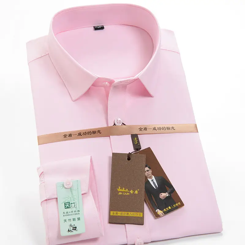 Men's Slim Fit Bamboo Fiber Shirt Non-Ironing Anti-Wrinkle Business Dress - Image 3
