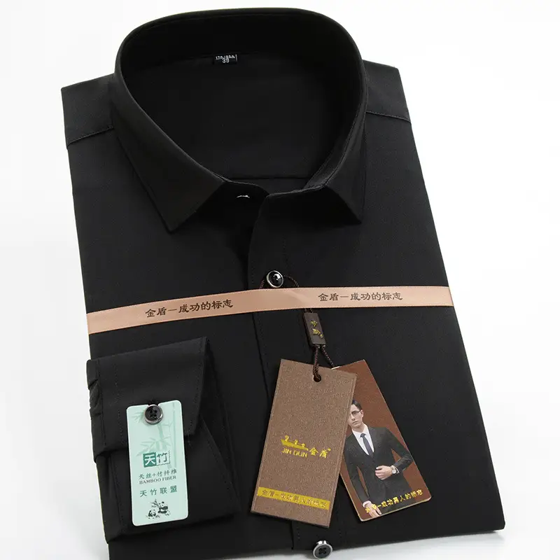 Men's Slim Fit Bamboo Fiber Shirt Non-Ironing Anti-Wrinkle Business Dress - Image 6