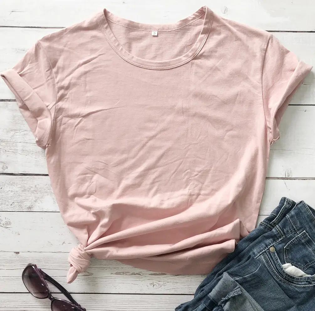 Pink T-Shirt with Red Print, 120g Lightweight - Image 5
