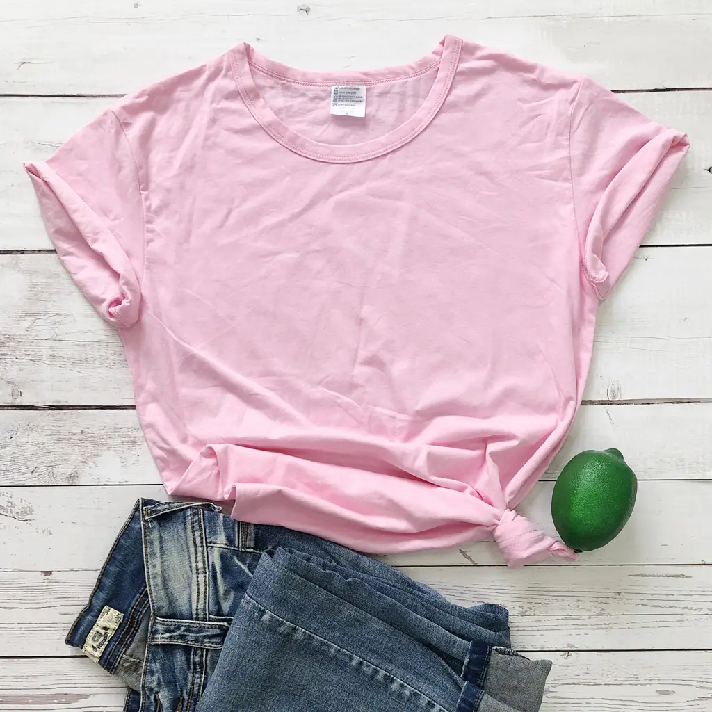 Pink T-Shirt with Red Print, 120g Lightweight - Image 6