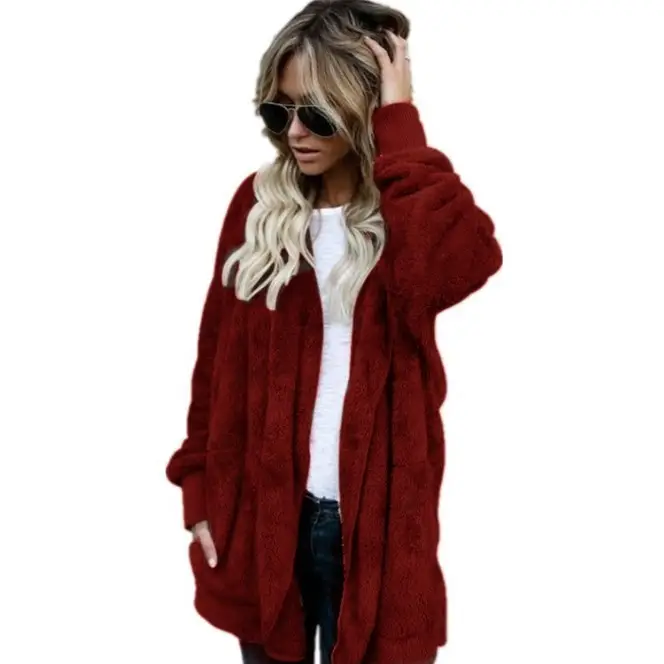 Women's Warm Long Sleeve Mao Mao Jacket Pink - Image 11