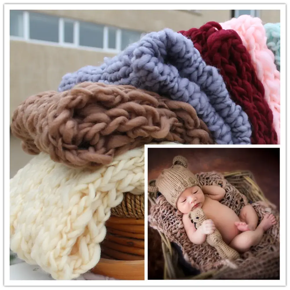 Newborn Photo Blanket Multi-Color Wool Thick Square - Image 16