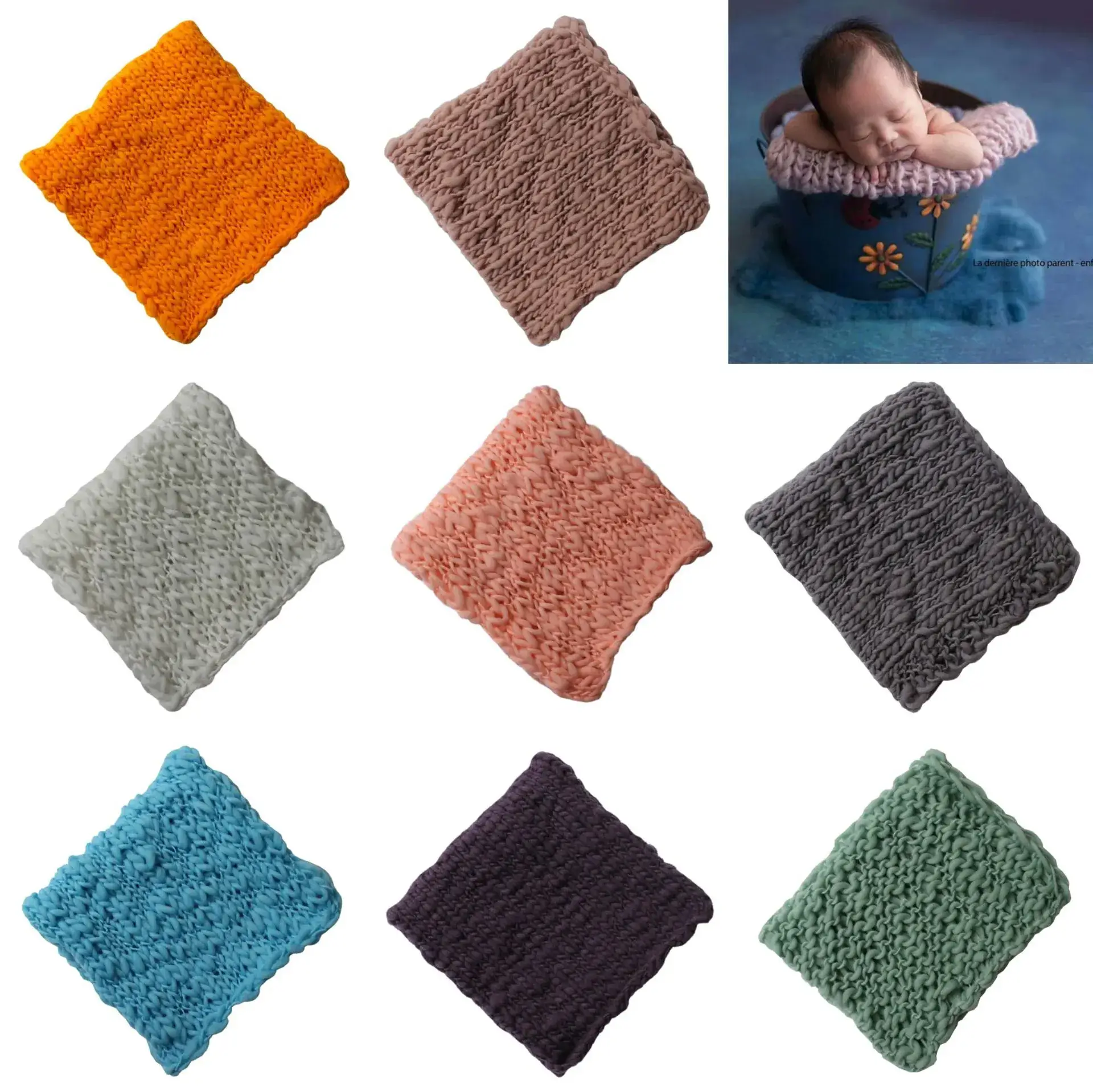 Newborn Photo Blanket Multi-Color Wool Thick Square - Image 18