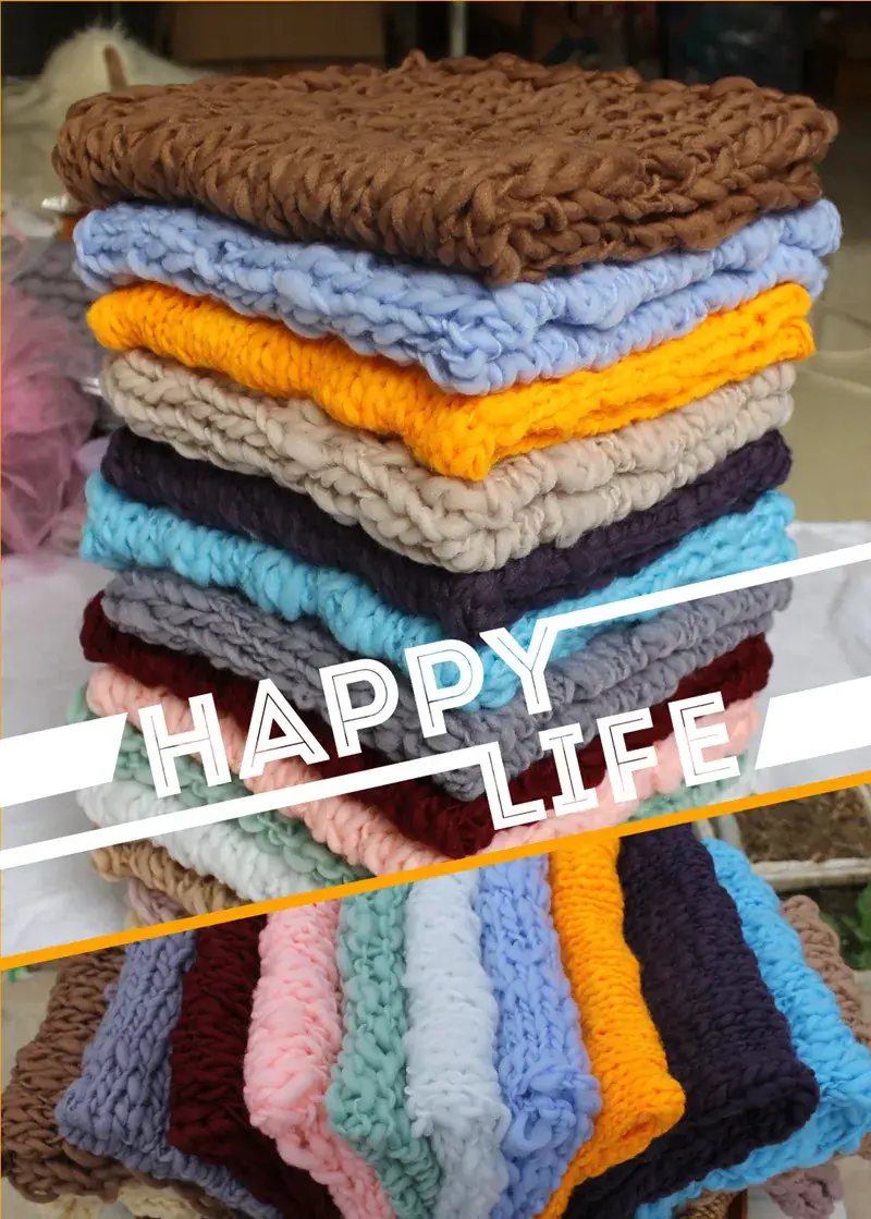 Newborn Photo Blanket Multi-Color Wool Thick Square — feature 2