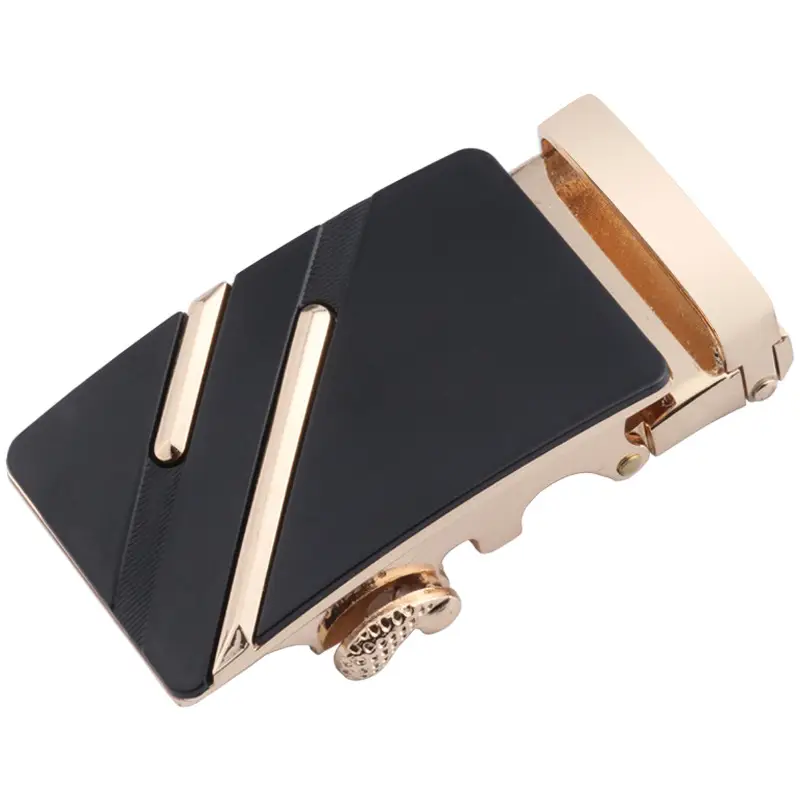 Men's Black Alloy Belt Buckle Set Gold Finish - Image 10