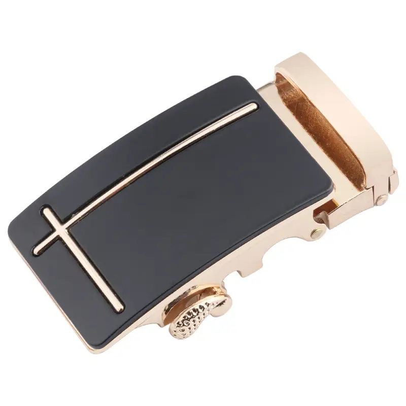 Men's Black Alloy Belt Buckle Set Gold Finish - Image 17