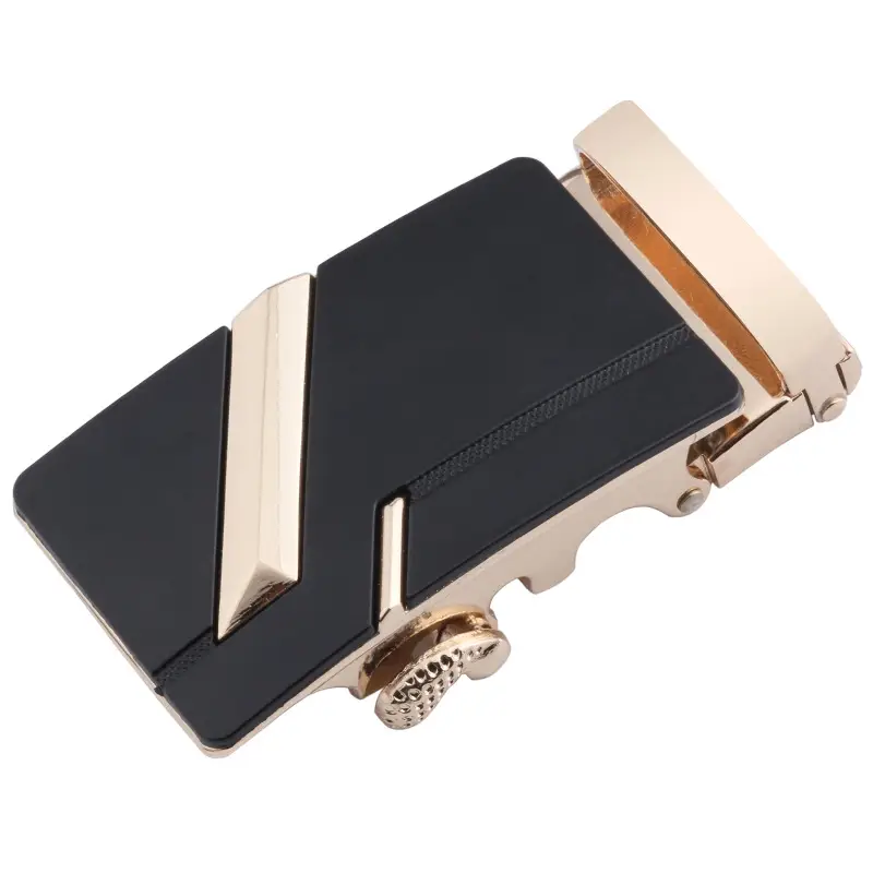 Men's Black Alloy Belt Buckle Set Gold Finish - Image 2