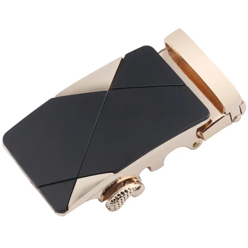 Men's Black Alloy Belt Buckle Set Gold Finish - Image 4