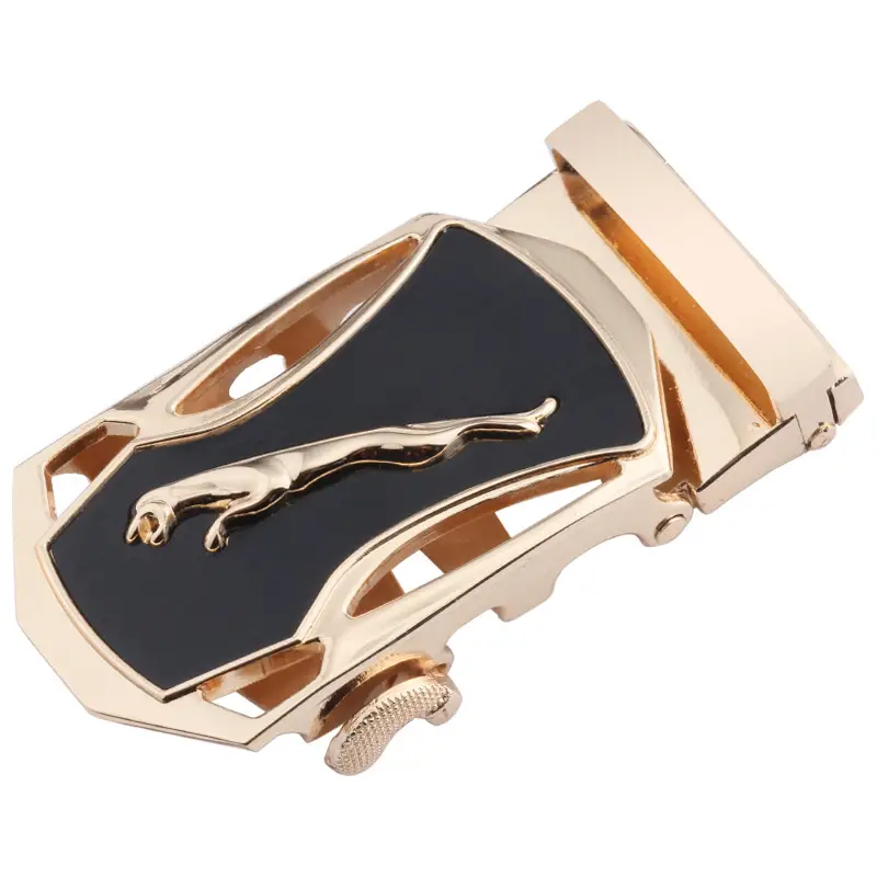 Men's Black Alloy Belt Buckle Set Gold Finish - Image 6