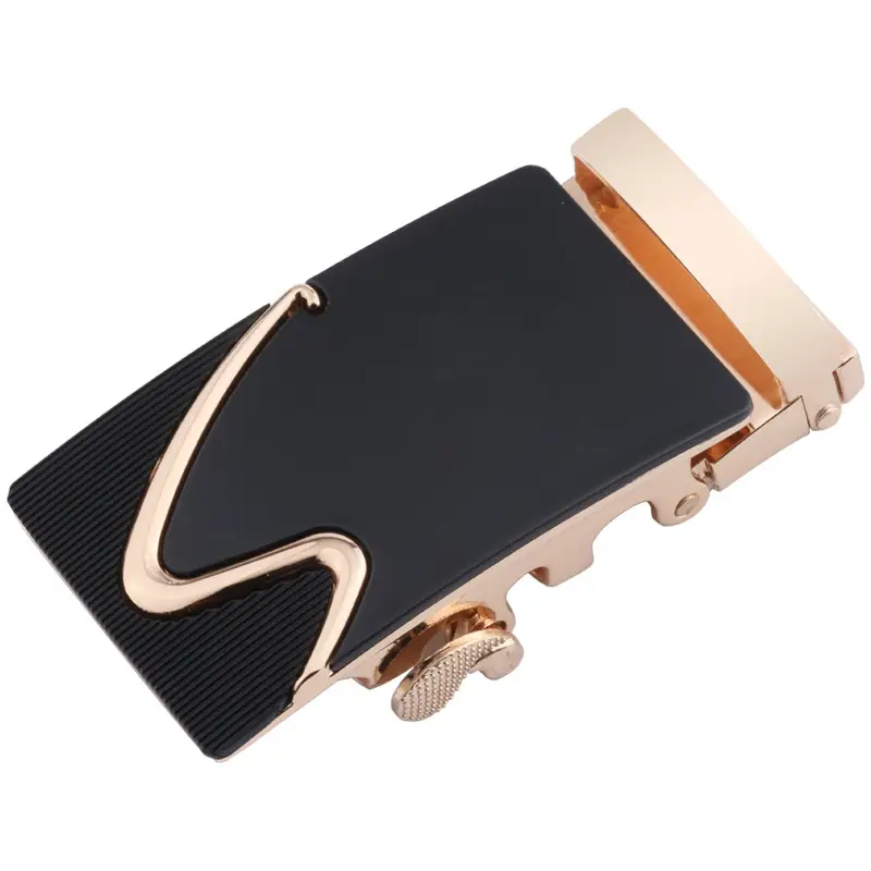 Men's Black Alloy Belt Buckle Set Gold Finish - Image 8
