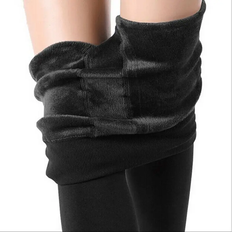 180g Plus Size Pearl Velvet Leggings Women's Fleece Lined Winter Warm Pants - Image 3