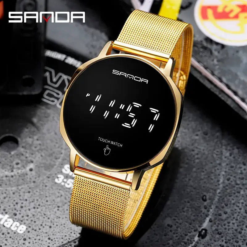 Sanda Gold Mesh Electronic Watch for Men Women - Image 7