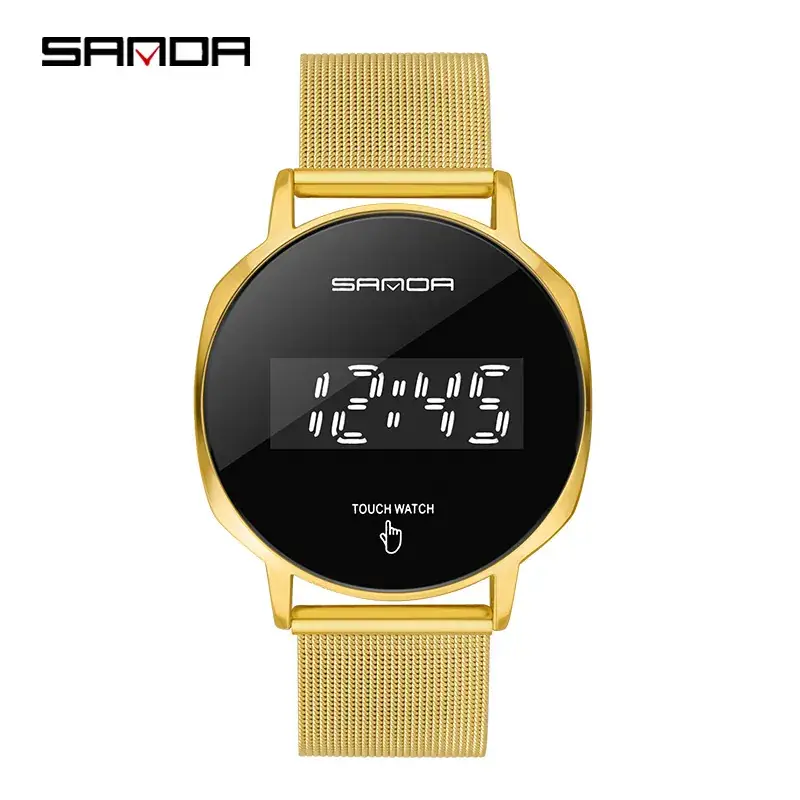 Sanda Gold Mesh Electronic Watch for Men Women - Image 2