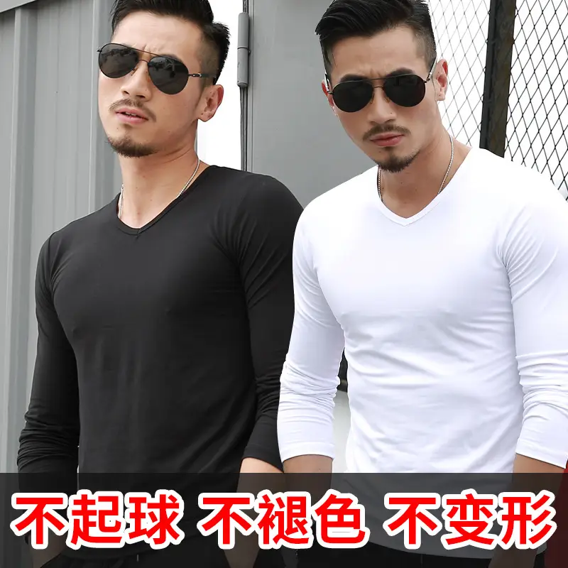 2025 Men V-Neck Long Sleeve Thermal T-Shirts Blue Red