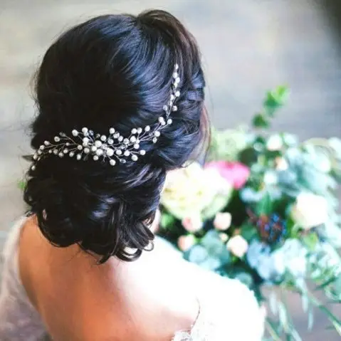 White Crystal Branch Hairpin for Weddings - Image 3