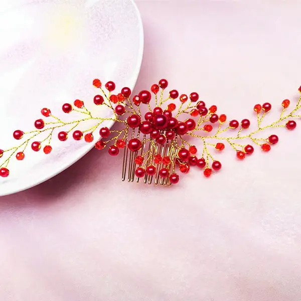 White Crystal Branch Hairpin for Weddings - Image 4